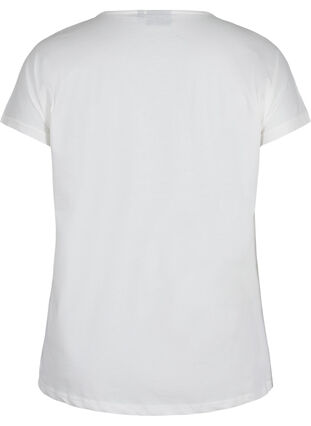Short-sleeved cotton t-shirt with embroidery, Warm Off-white, Packshot image number 1
