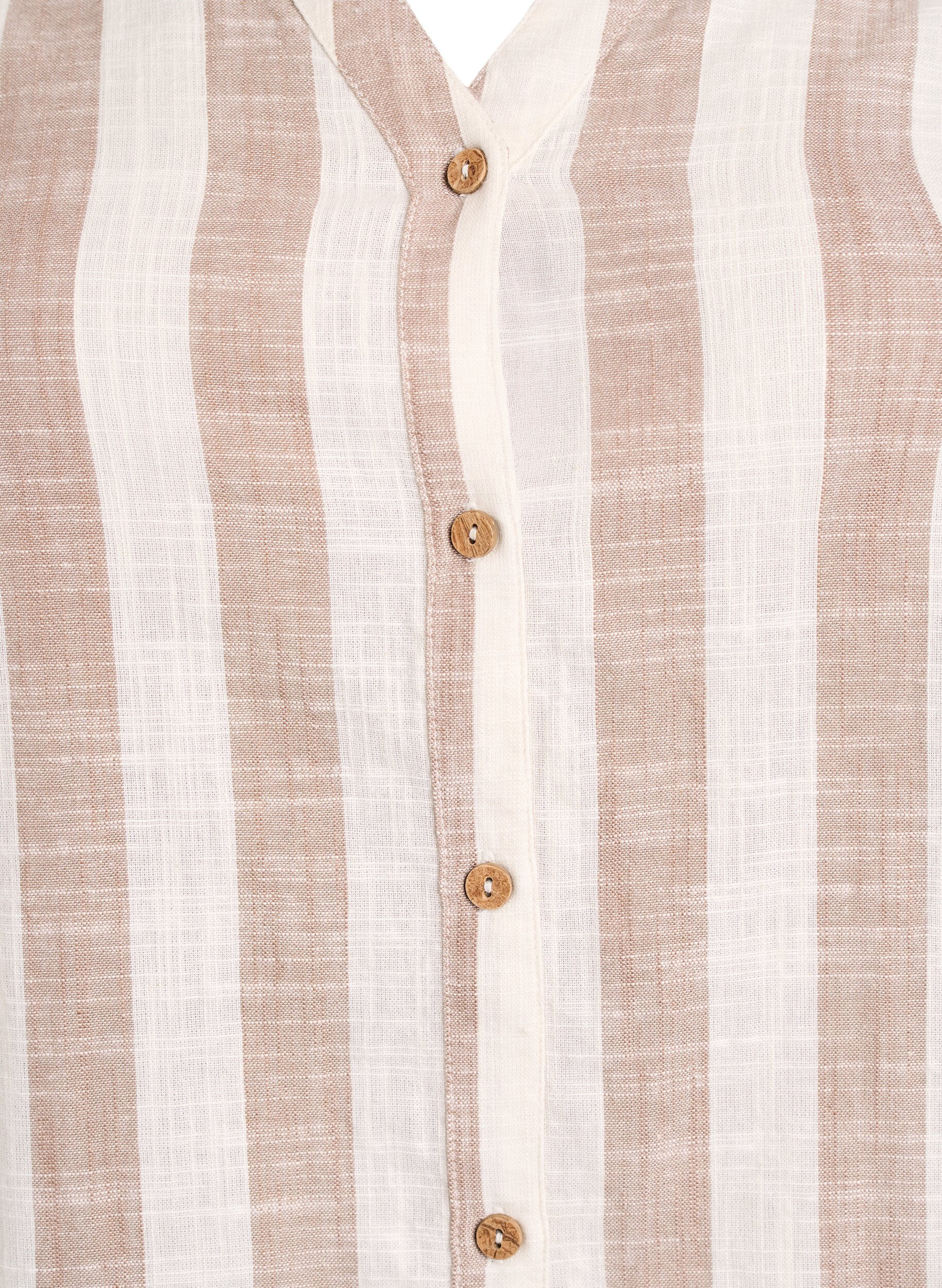 ZizzifashionCotton shirt blouse with V-neck, Beige, Packshot image number 2