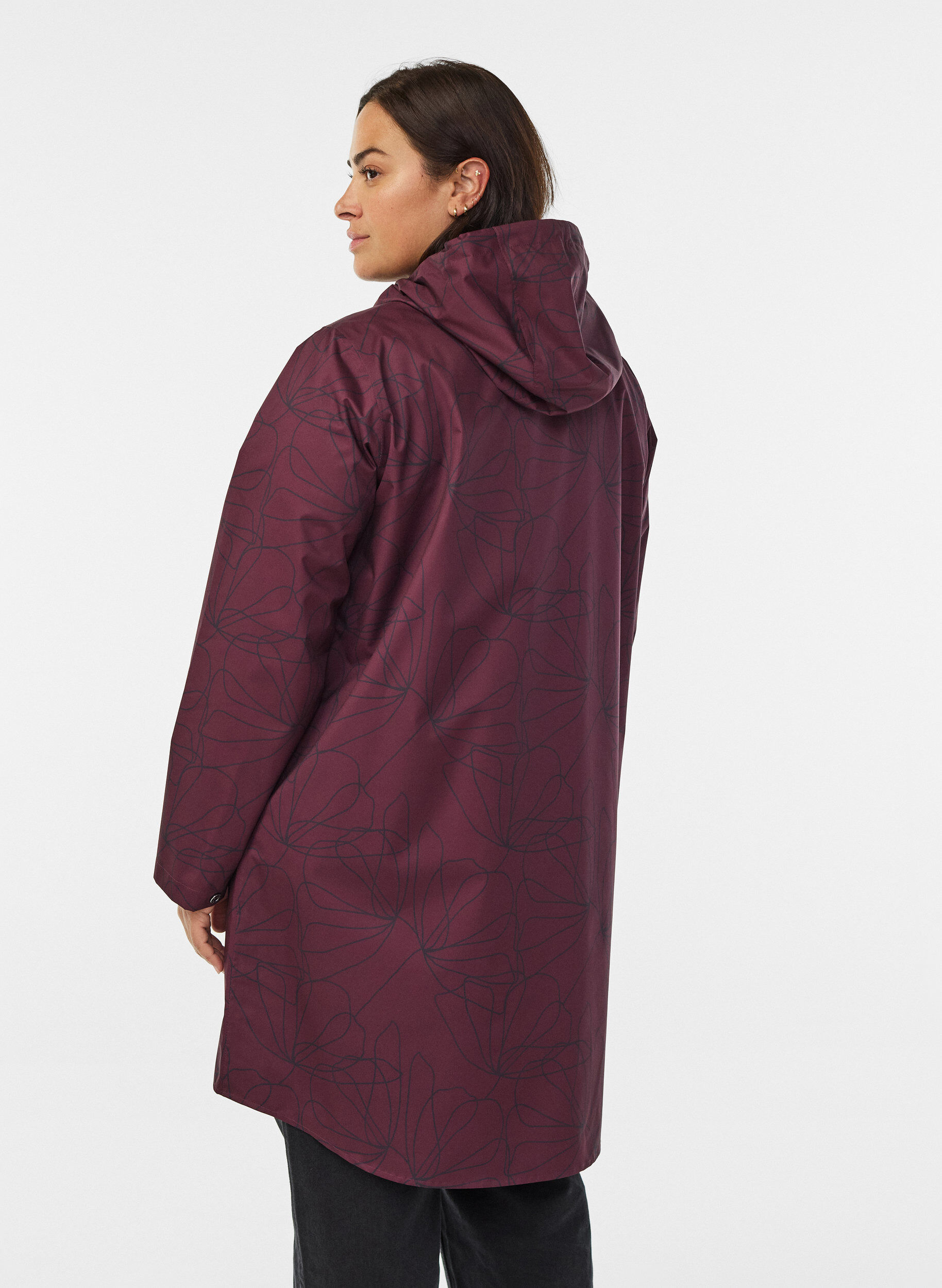 Zizzifashion Patterned raincoat, Dark Bordeaux, Model image number 2
