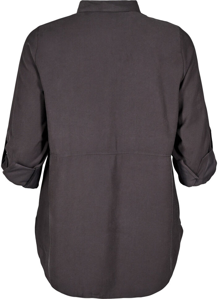 FLASH - Shirt with collar and roll-up sleeves, Dark Grey, Packshot image number 1