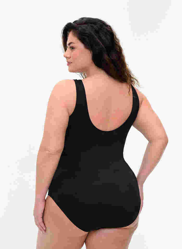 Padded bathing suit with mesh, Black, Model image number 1