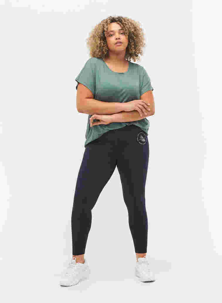 Solid-coloured gym leggings, Night Sky, Model image number 0