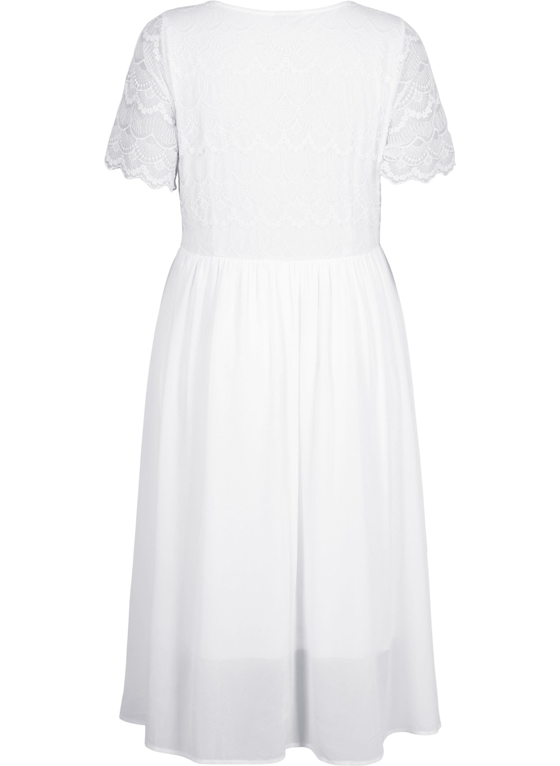 Zizzifashion Party dress with lace and an empire waist, Bright White, Packshot image number 1