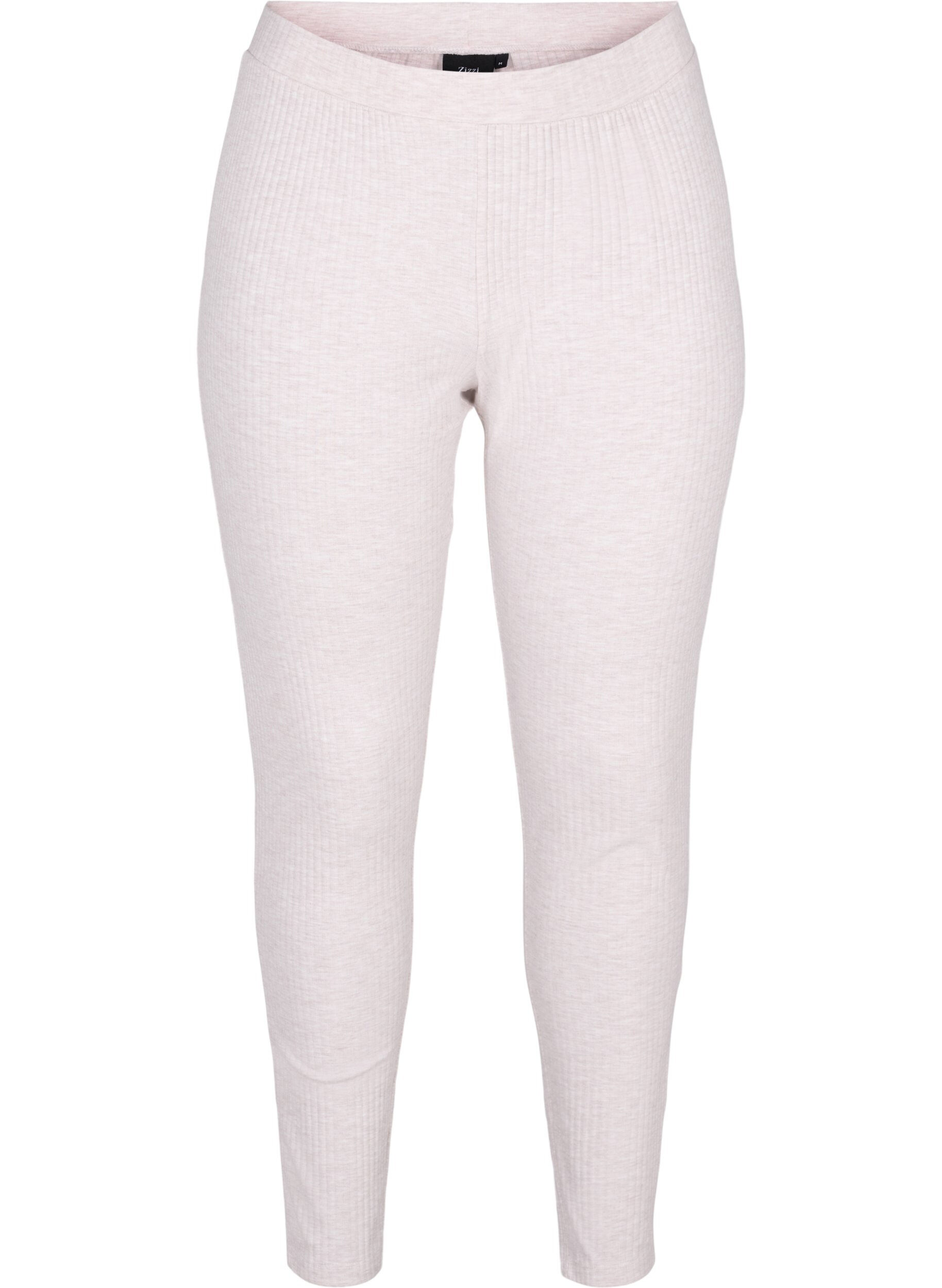 Zizzifashion Tight-fitting trousers in rib, Natural M&eacute;lange, Packshot image number 0