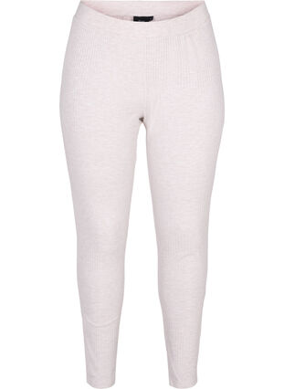 Tight-fitting trousers in rib, Natural Mélange, Packshot image number 0