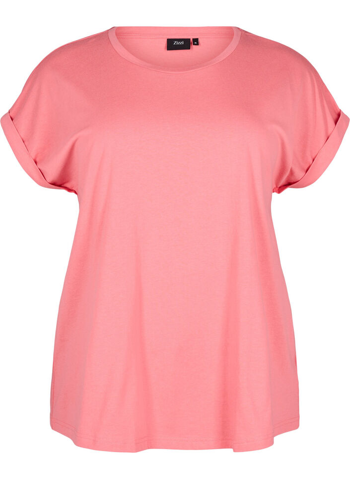 Short sleeve cotton blend T-shirt, Rose, Packshot image number 0