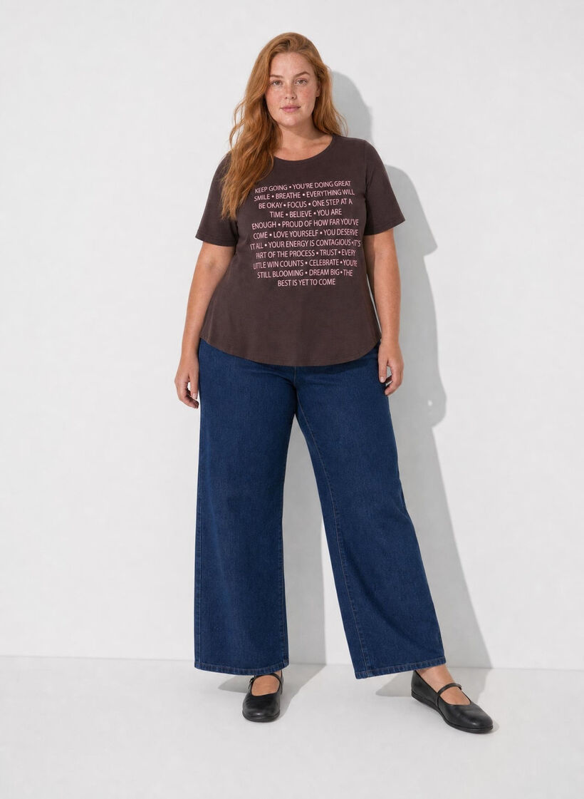 T-shirt with motif, Brown, Model image number 1
