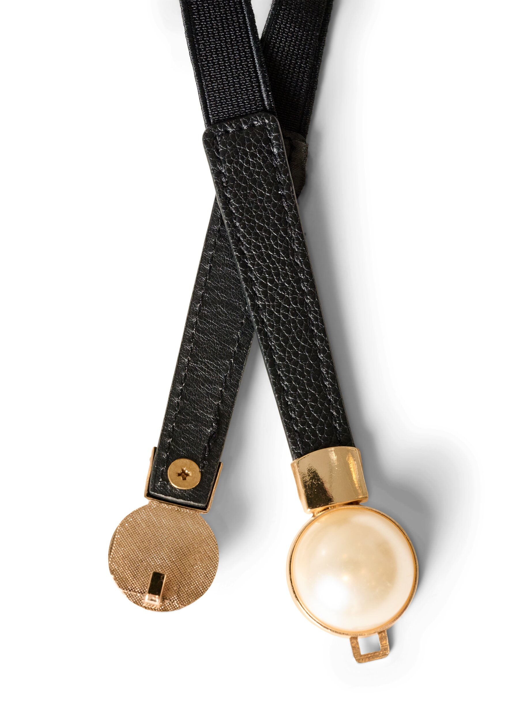 ZizzifashionElastic waist belt with pearl details, Black, Packshot image number 1