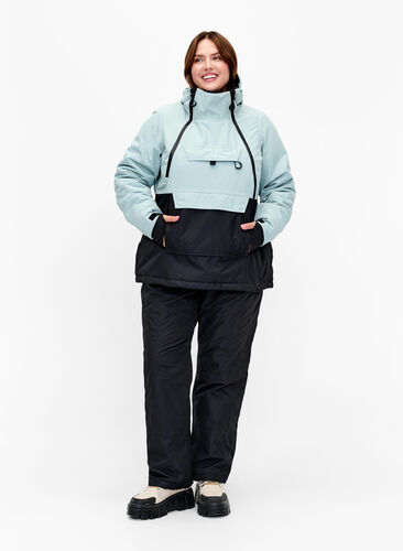 Ski anorak with hood, Gray mist w. Black, Model image number 3