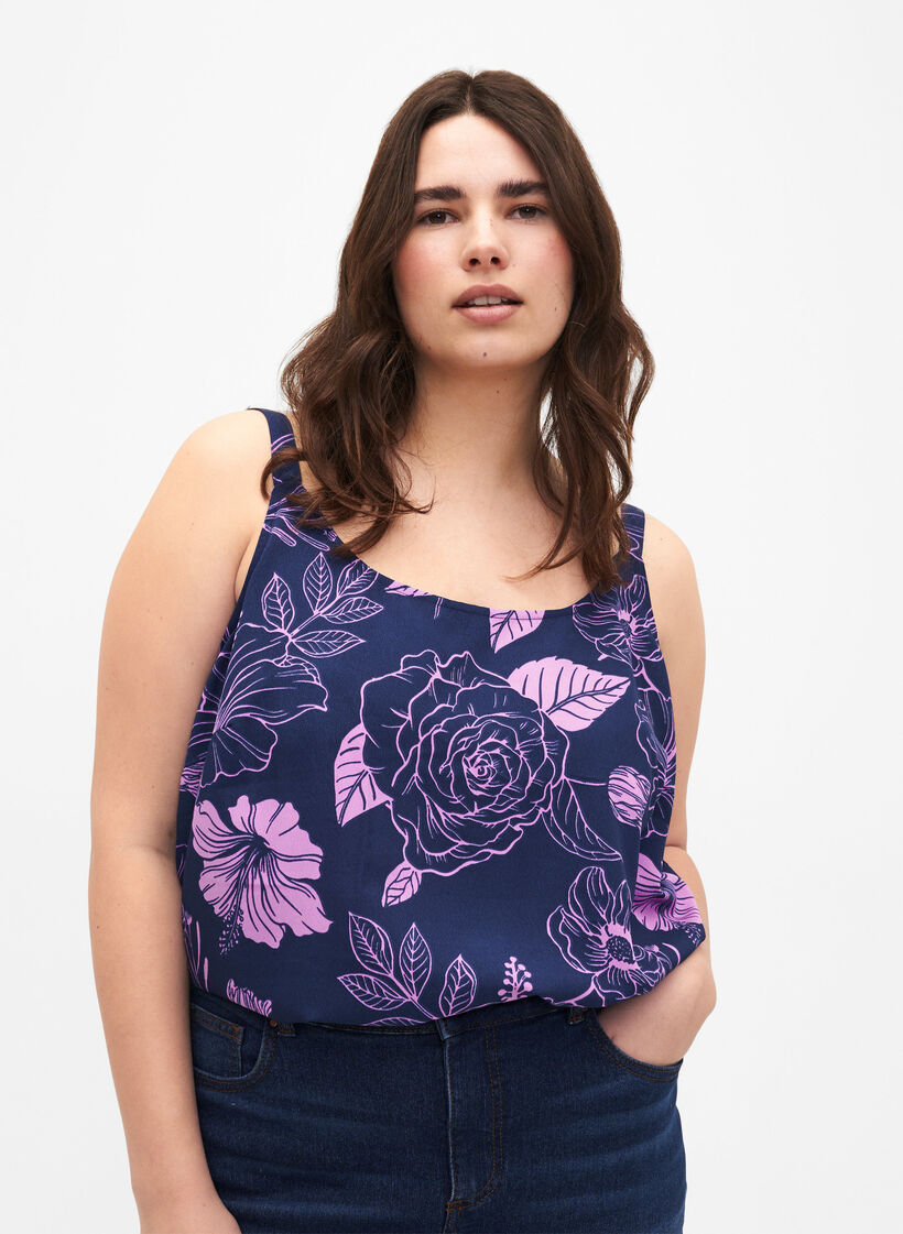 FLASH - Top with print, Medieval Blue Flower, Model image number 0