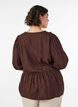 Viscose blouse with a dotted texture and V-neck, Brown, Model image number 2
