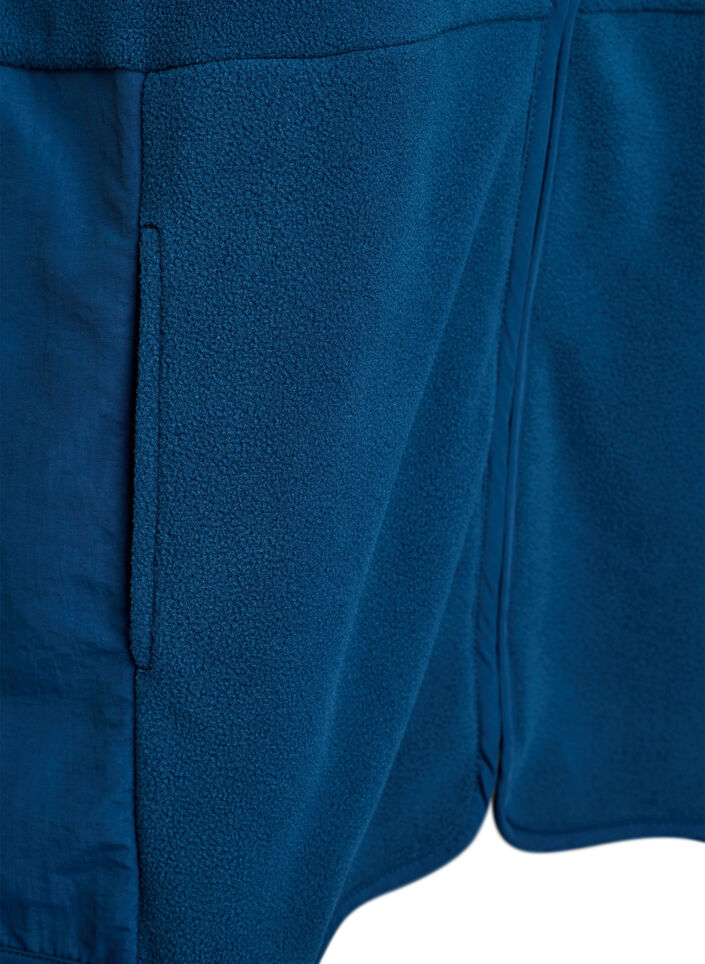 Fleece vest with high collar and pockets, Blue, Packshot