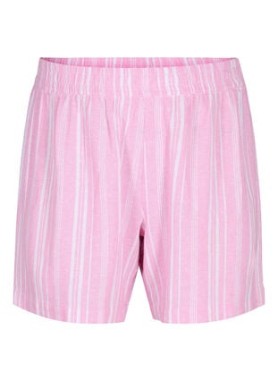 Striped shorts in a linen-viscose blend, Rosebloom Wh.Stripe, Packshot image number 0