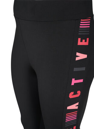 Gym leggings with text print, Black, Packshot image number 2