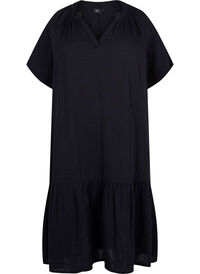 Waist dress with short sleeves in cotton