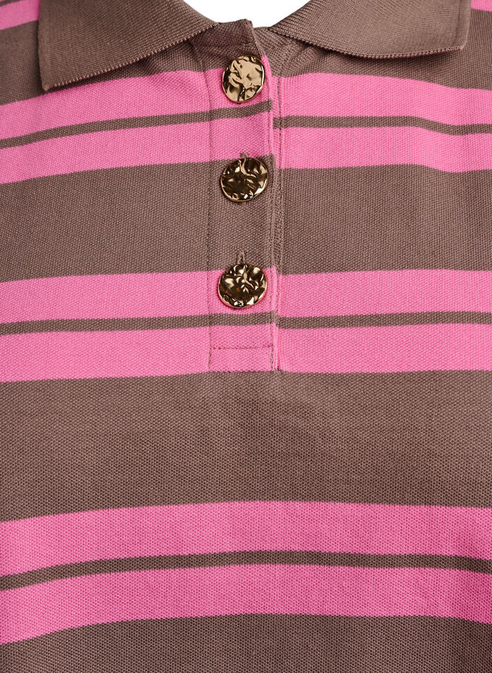 Striped polo shirt with long sleeves, Pink, Packshot image number 2