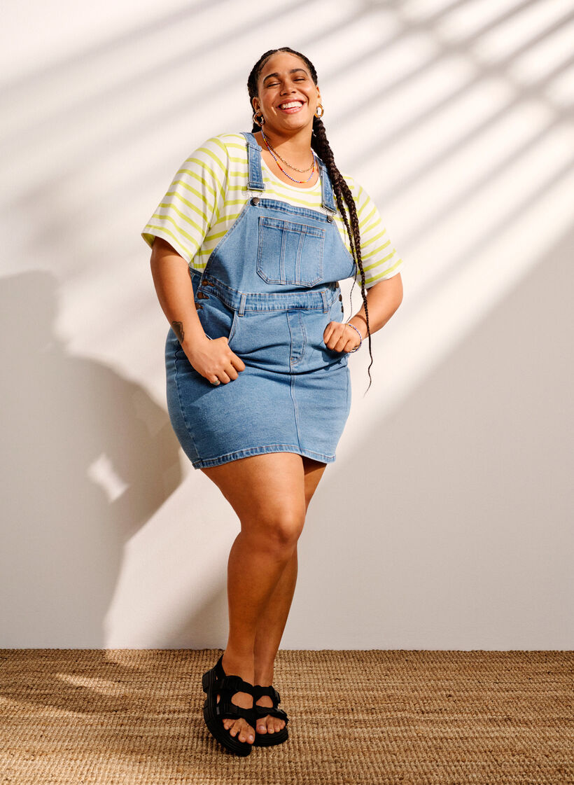 Denim dungarees dress, Blue, Image image number 1