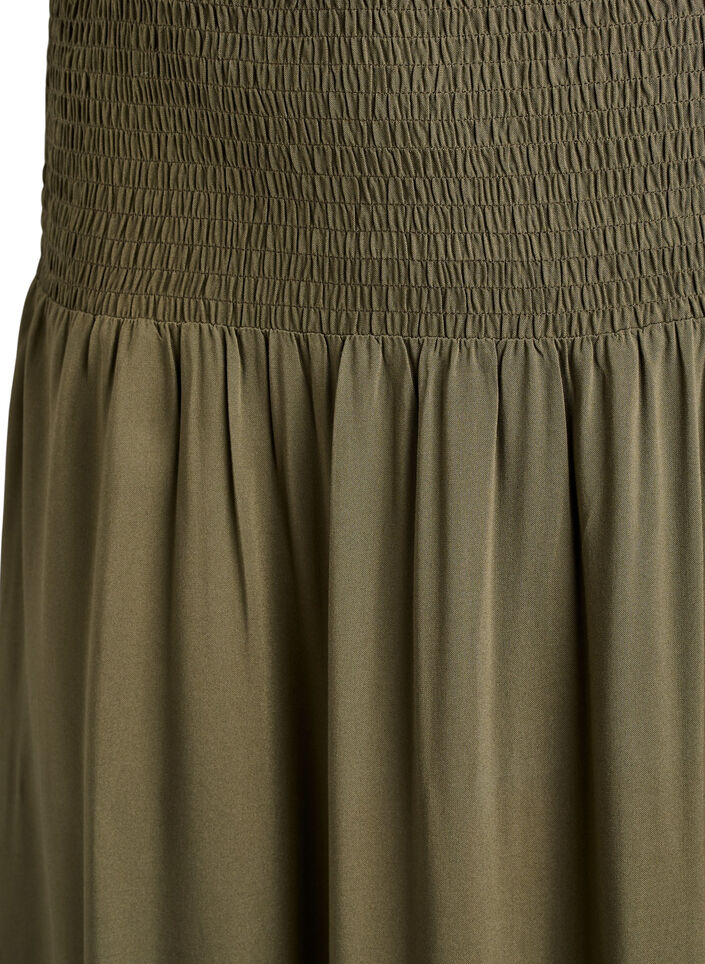 Viscose maxi skirt with smocking, Green, Packshot image number 2