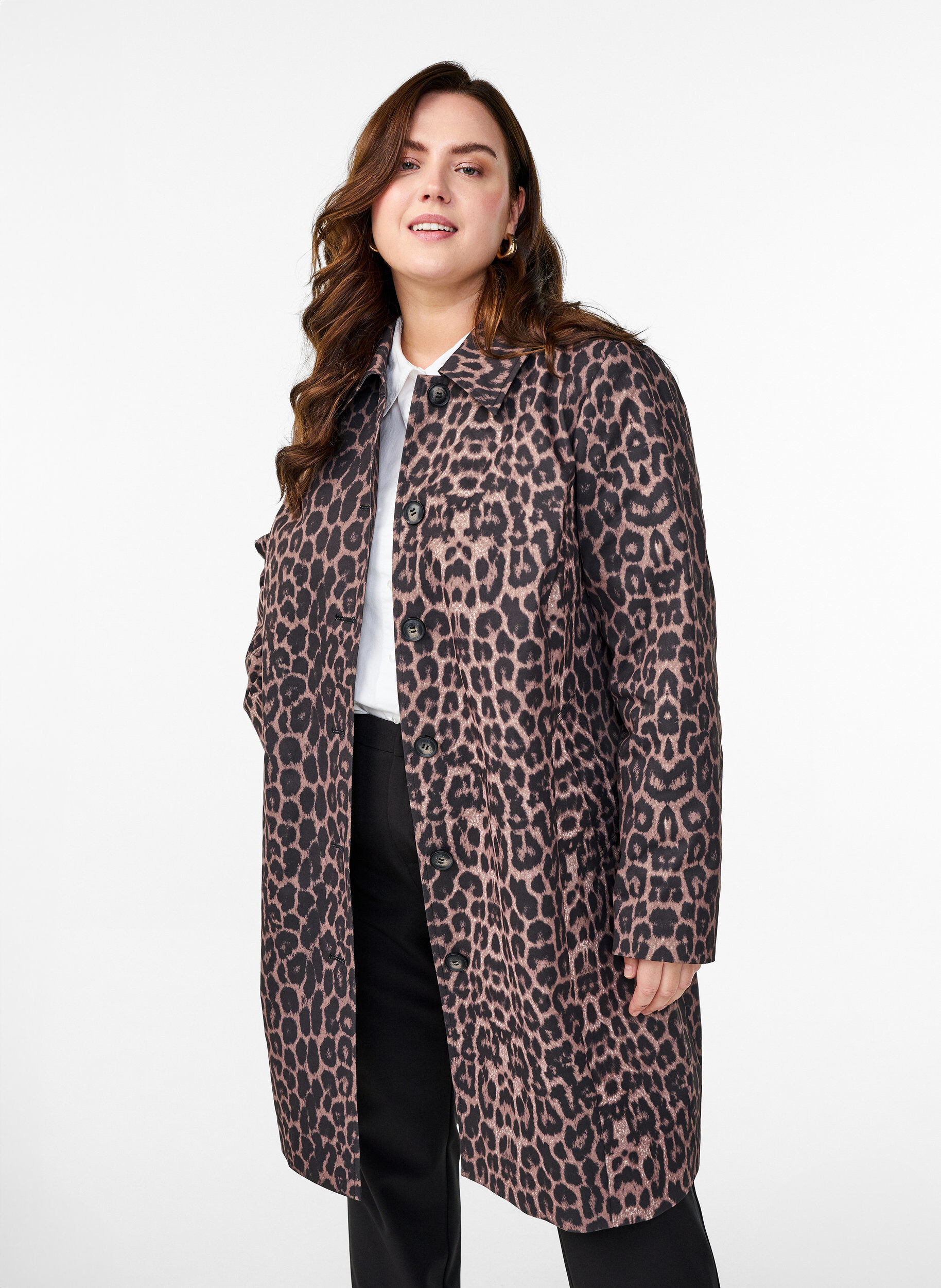 Zizzifashion Leopard print coat, Brown, Model image number 0