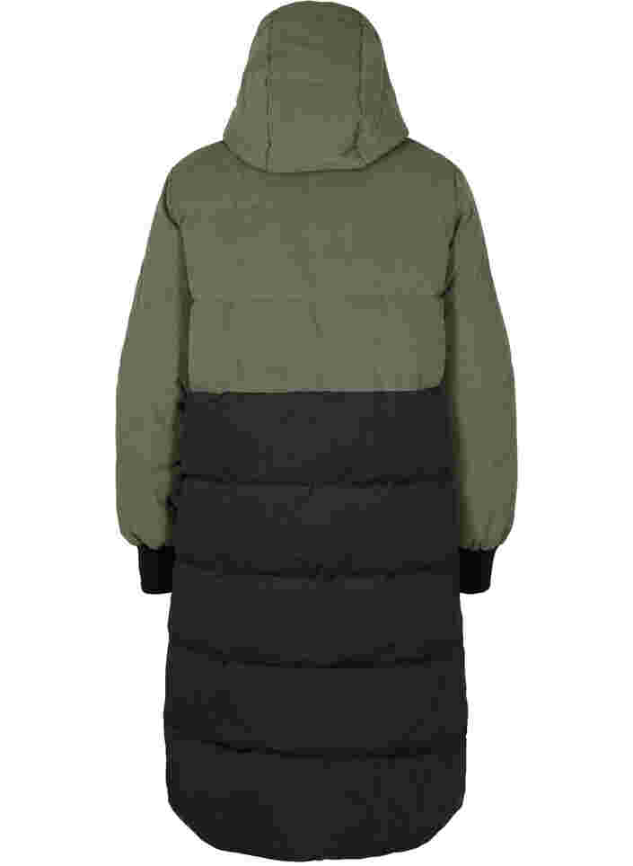 Long winter jacket with colour block, Grape Leaf W/Blk, Packshot image number 1