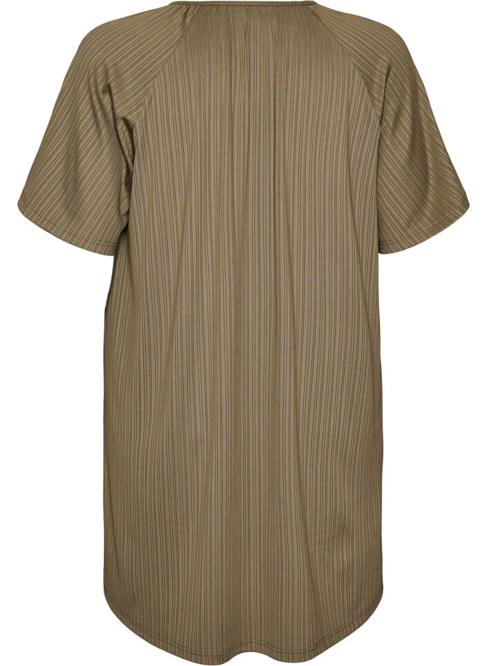 Jersey tunic with textured stripes, Brown, Packshot image number 1