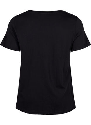 Cotton t-shirt with print on the front, Black W. Chest print, Packshot image number 1