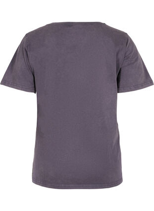 Short sleeve cotton t-shirt with print, Dark Grey Wash, Packshot image number 1