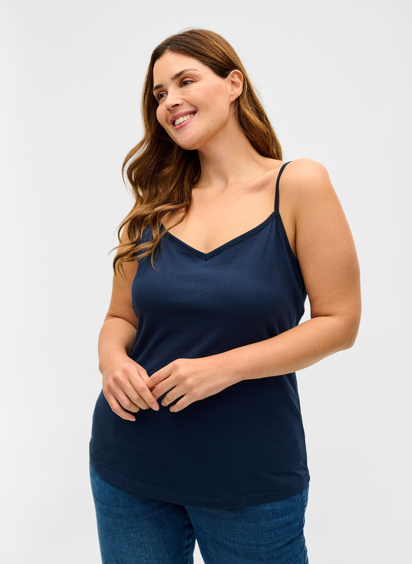 Cotton basic top 2-pack, Navy B/B White, Model image number 0
