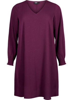 FLASH - Long sleeve dress with glitter, Purple w. Silver, Packshot image number 0