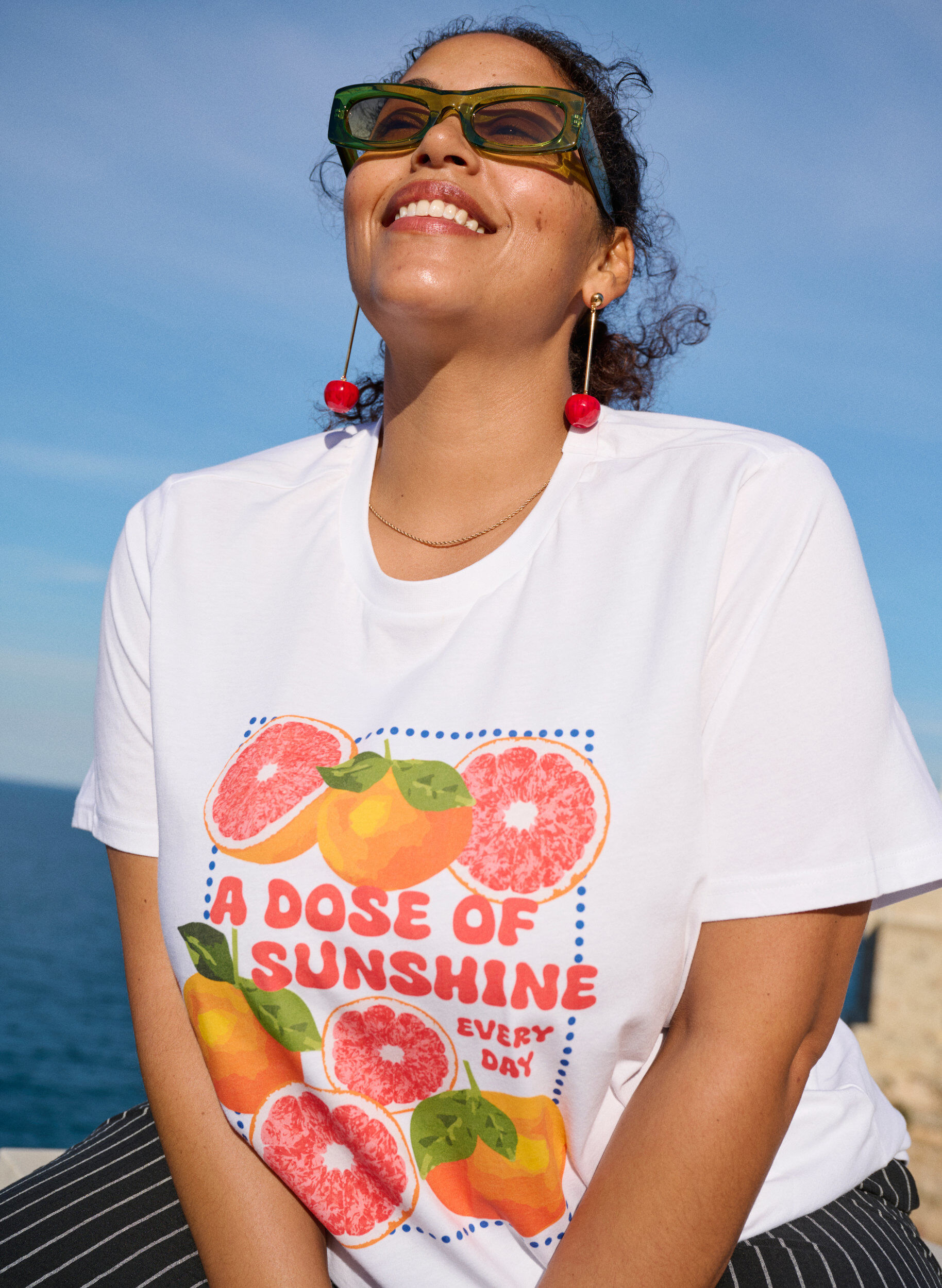 ZizzifashionOrganic cotton T-shirt with citrus motif, White, Image image number 0