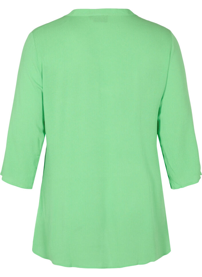 3/4 sleeve v-neck viscose blouse, Summer Green, Packshot image number 1