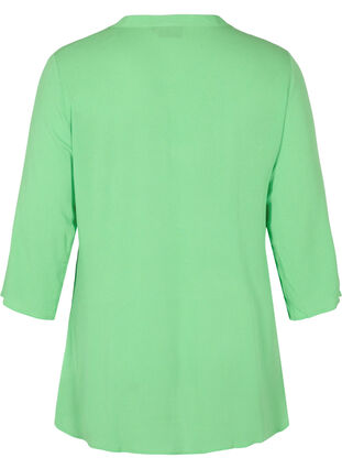 3/4 sleeve v-neck viscose blouse, Summer Green, Packshot image number 1