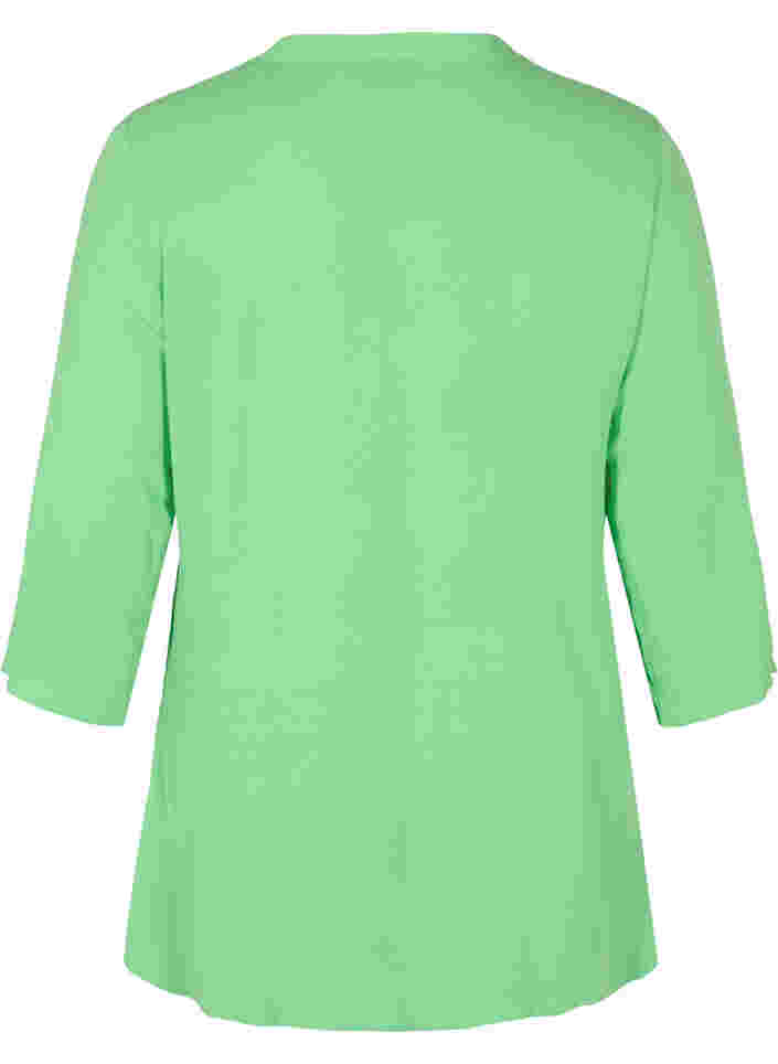 3/4 sleeve v-neck viscose blouse, Summer Green, Packshot image number 1