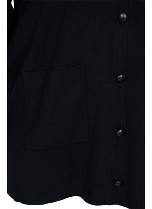 Knitted cardigan with a ruffle collar and pockets, Black, Packshot image number 3