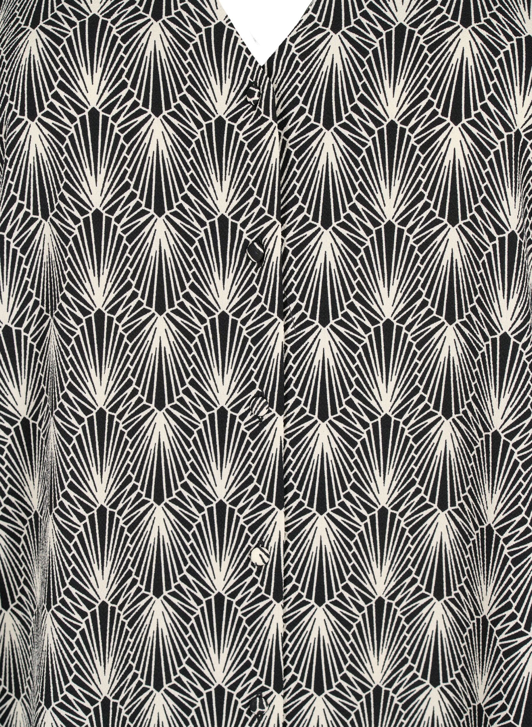 Zizzifashion Shirt blouse with v-neck and print, Birch Graphic AOP, Packshot image number 2