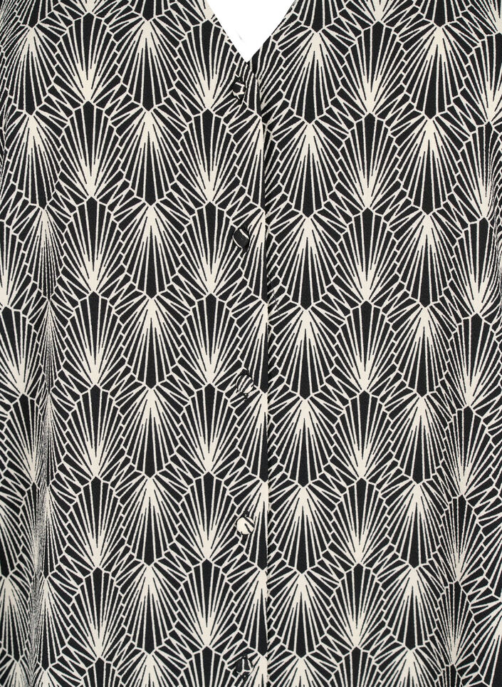 Shirt blouse with v-neck and print, Birch Graphic AOP, Packshot image number 2