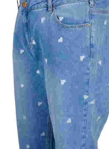 Mille mom fit jeans with hearts, Light blue denim, Packshot image number 2