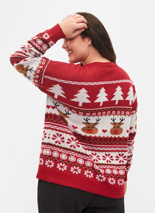 Christmas knitted sweater, Rio Red Comb, Model image number 1