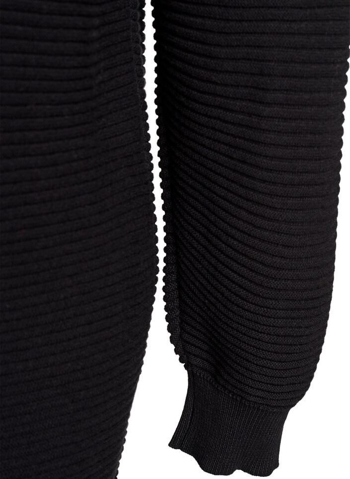 Long rib-knitted cotton cardigan, Black, Packshot image number 4