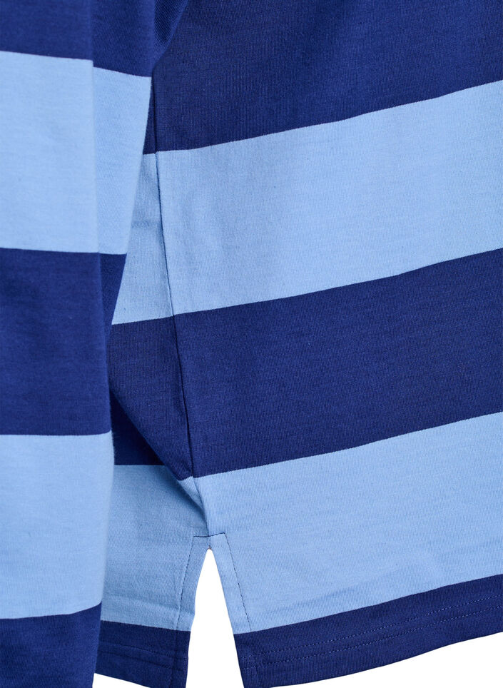 Striped polo shirt with embroidered text, Light Blue, Packshot image number 3