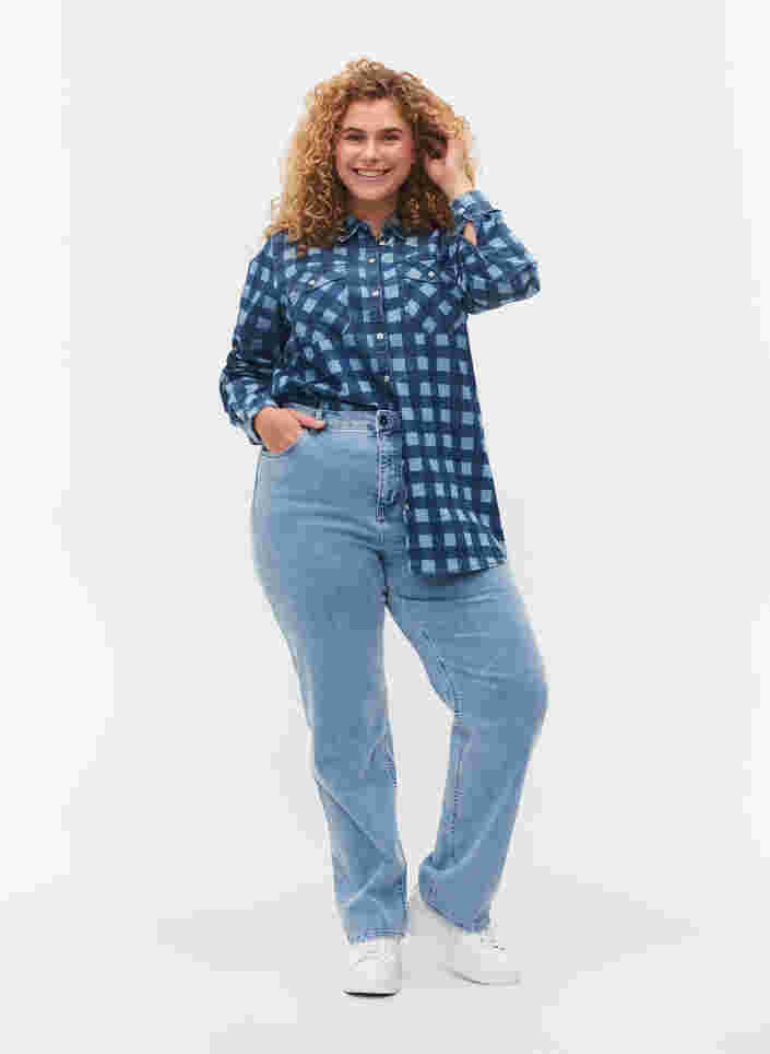 Checkered cotton shirt, Blue Check, Model image number 2