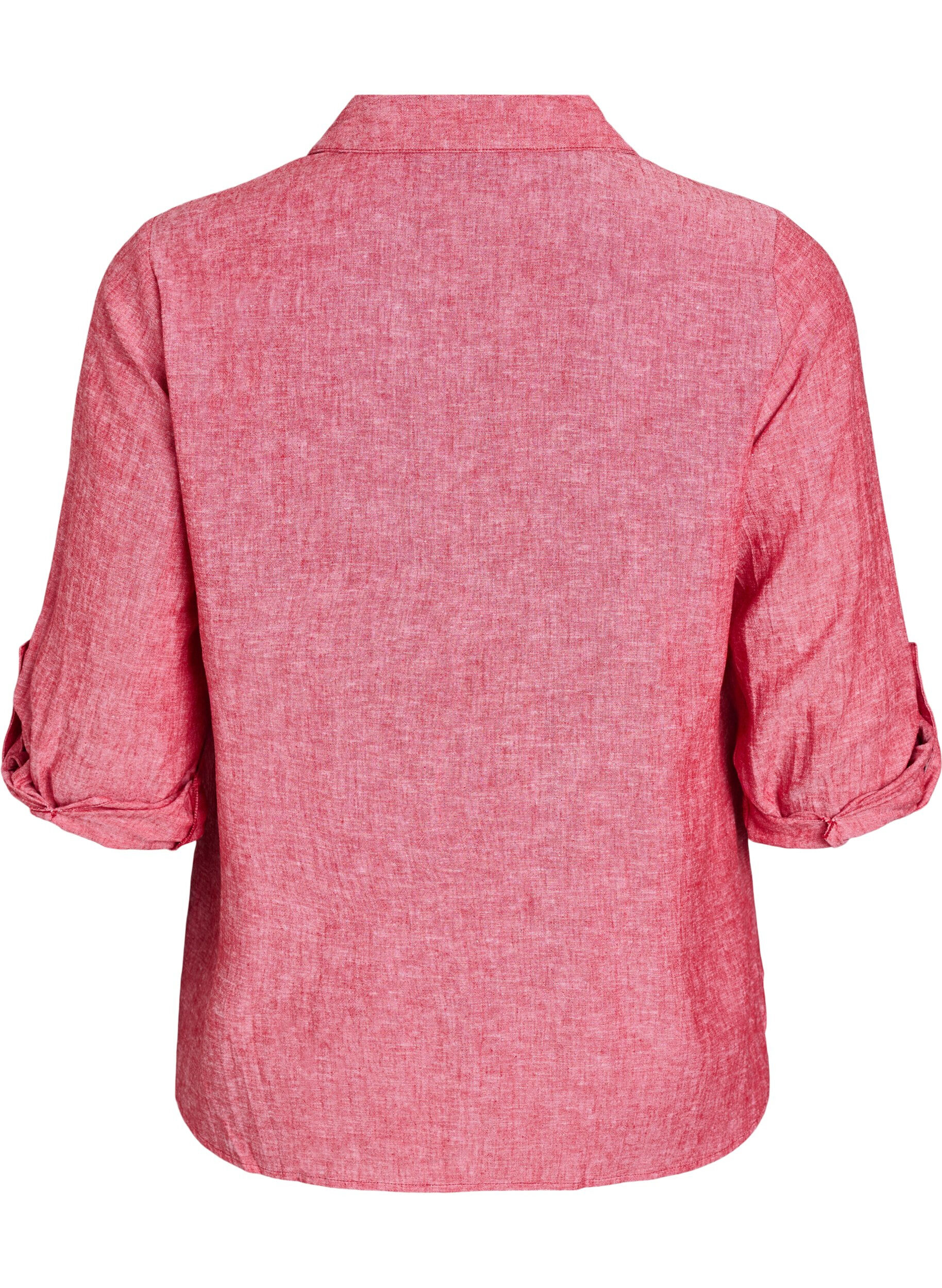 ZizzifashionShirt in linen and viscose with 3/4 sleeves, Red, Packshot image number 1