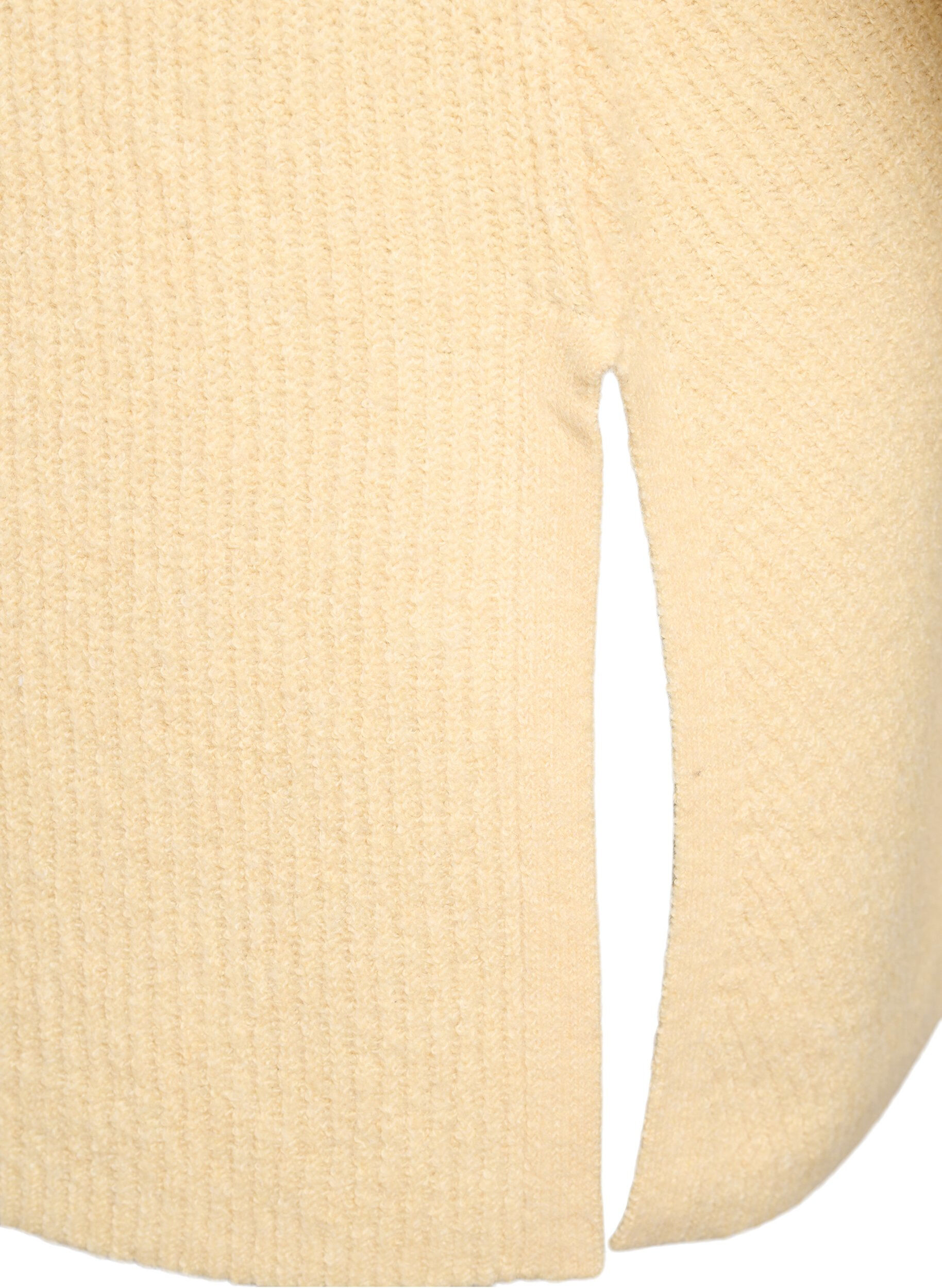 Zizzifashion Knitted jumper with a diagonal pattern and raglan sleeves, Yellow, Packshot image number 3