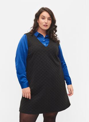 Quilted Spencer dress, Black, Model image number 0