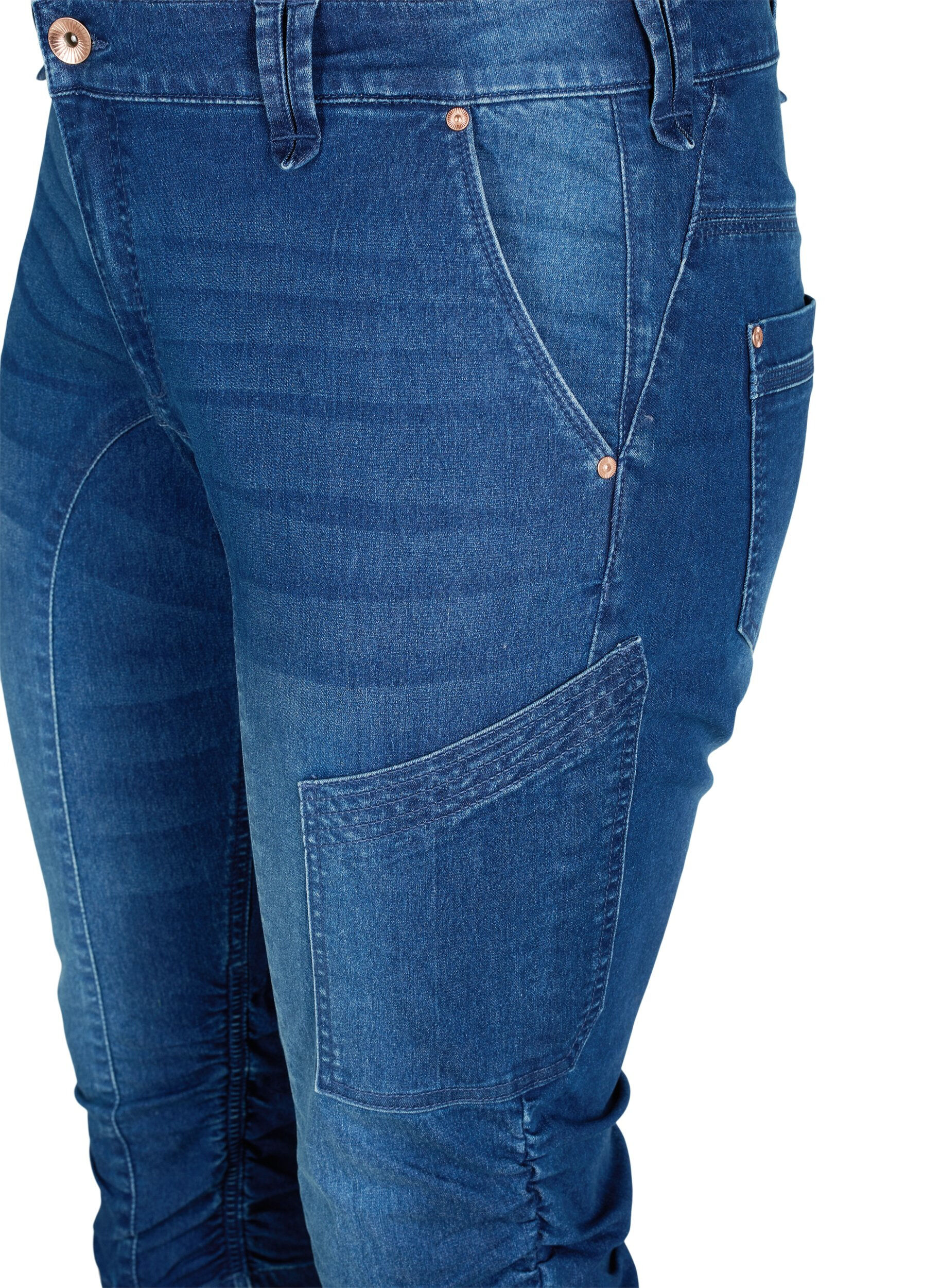 ZizzifashionSlim fit capri jeans with pockets, Blue, Packshot image number 2