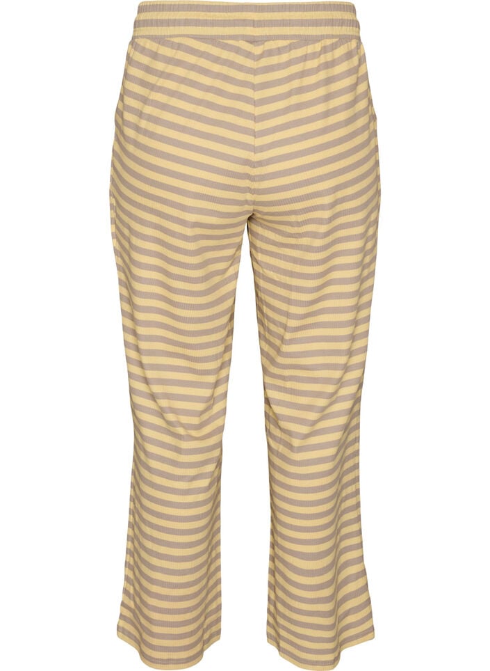 Striped pyjama bottoms with a high waist and wide legs, Yellow, Packshot image number 1