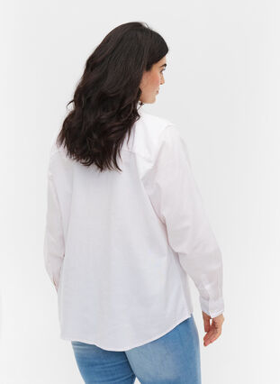 Long-sleeved shirt in cotton, Bright White, Model image number 1