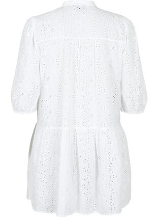 Embroidery anglaise shirt dress in cotton, Bright White, Packshot image number 1
