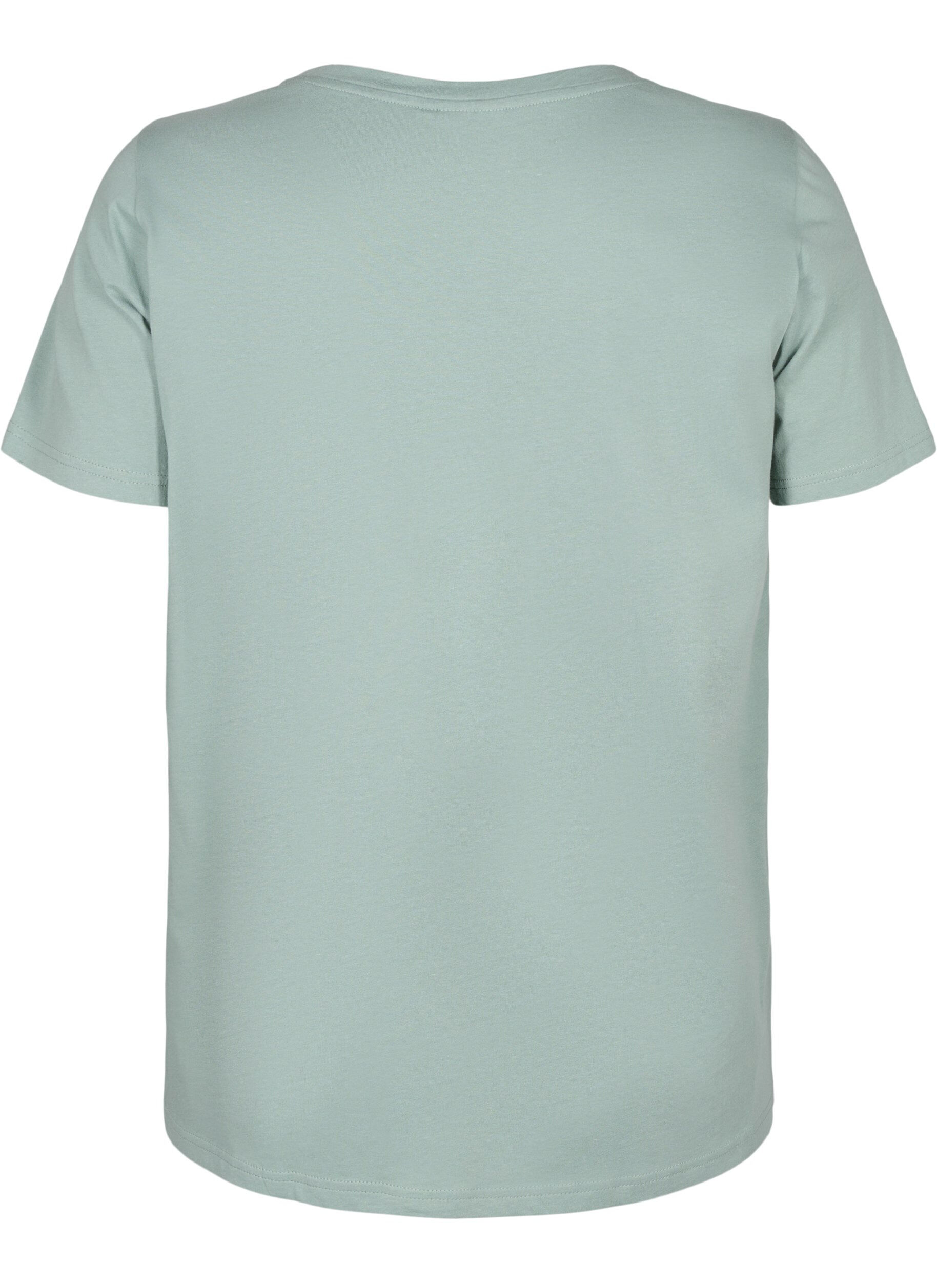 Zizzifashion Cotton T-shirt with a motif, Ch. Green w. Face, Packshot image number 1