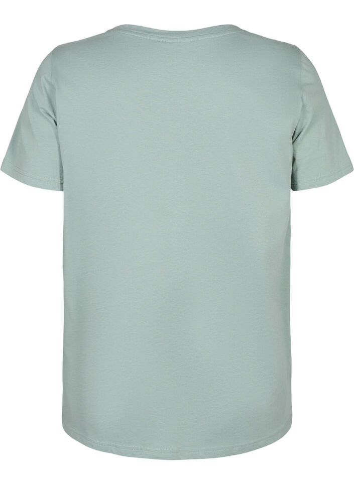 Cotton T-shirt with a motif, Ch. Green w. Face, Packshot image number 1